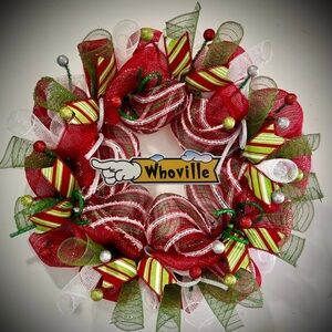 Grinch Christmas wreath XL 22 inch handmade grinch decorations Whoville
